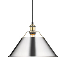 Golden 3306-L AB-CH - Yep by Golden Lighting Orwell 1-light 14in Pendant in Aged Brass and Chrome shade